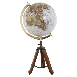 Brown PVC & Mango Wood Globe on Tripod Stand