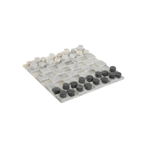 COMING SOON - Stone Checkers Game White & Grey Modern