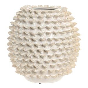 COMING SOON - Ceramic Spiked Vase Craft White 20 cm