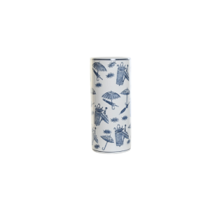 Porcelain Umbrella Stand White & Blue