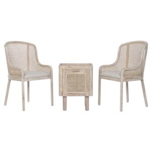 Chair Set 3 Teak & Rattan &ndash; Natural
