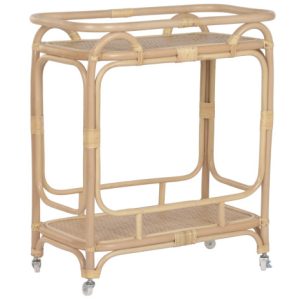 Rattan Drinks Trolley With Wheels Natural