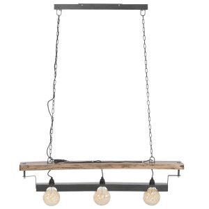 COMING SOON-Acacia Wood & Iron Ceiling Lamp &ndash; Brown / Black (116 cm)
